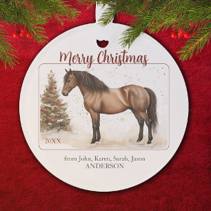 Ornamento Feliz Natal Paso Horse Watercolor Personalizado