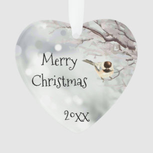 Ornamento Feliz Natal Pássaro Tradicional de Frost Frost