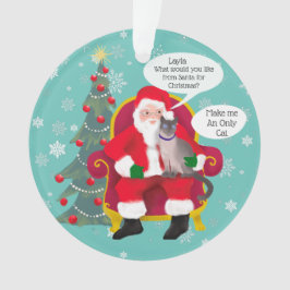 Ornamento Feliz Natal Personalizado para Visitas de Gato Sia