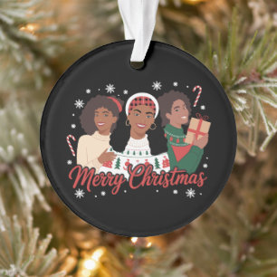 Ornamento Feliz Natal Rainha Negra Menina Melanina Africana