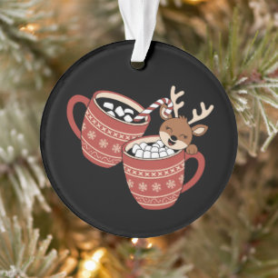 Ornamento Feliz Natal Rena Família Bonito Xmas Café