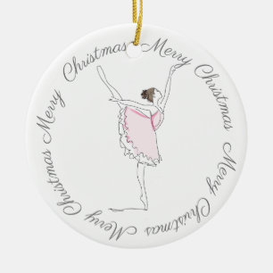 Ornamento Feliz Natal Rosa Ballerina