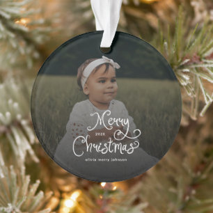 Ornamento Feliz Natal Roteiro Caprichoso  Foto do Bebê 