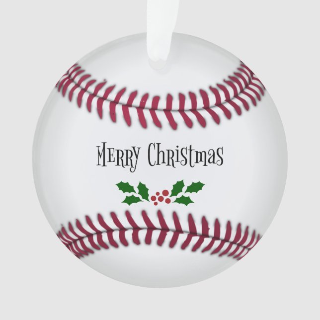 Ornamento Feliz Natal, Tema de Baseball, (Frente)