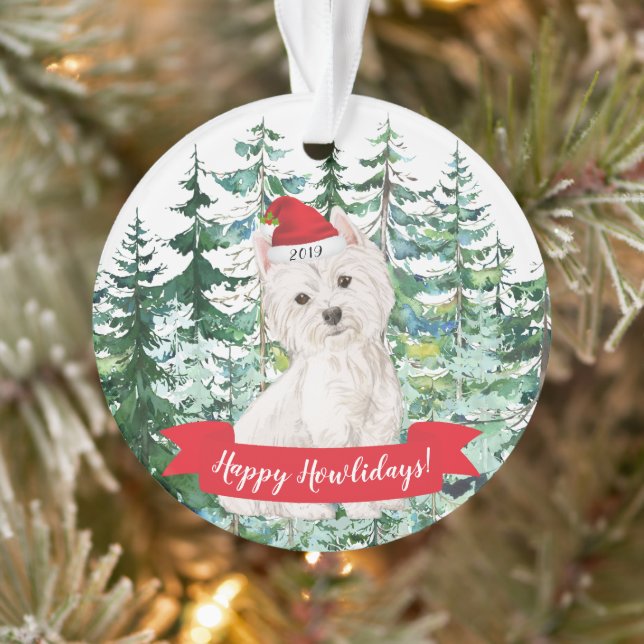 Ornamento Feliz Natal Westie Cão Howlidays (Árvore)