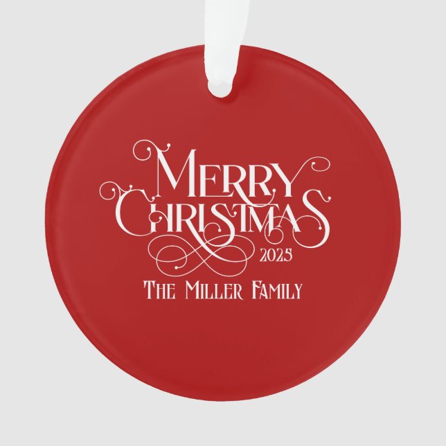 Ornamento Feliz Natal White Típica Retrorística Festiva (Frente)