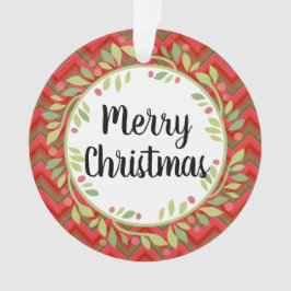 Ornamento Feliz Natal Wreath Retro Red Classe Round