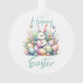 Ornamento Feliz Páscoa pastel Coelho da Páscoa Ovo aquarela