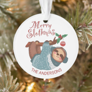 Ornamento Feliz Personalizada Slothmas de Natal