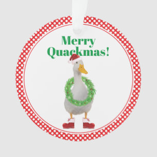 Ornamento Feliz Quackmas Botão do Pato do Papai Noel
