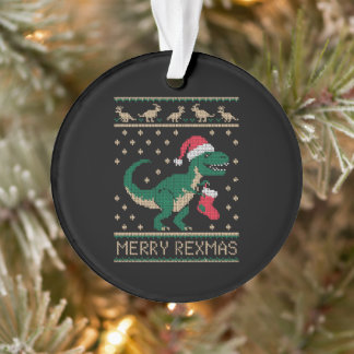 Ornamento Feliz Rexmas T Rex Dinossauro Natal Suéter Feio