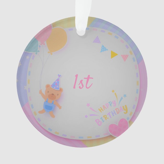 Ornamento Feliz Urso de Aniversário  (Frente)