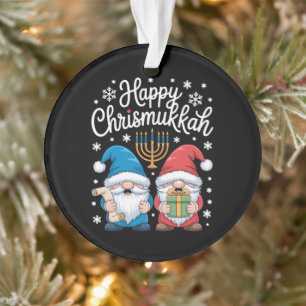 Ornamento Felizes Gnomos do Chrismukkah Menorá Hanukkah Nata