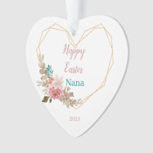 Ornamento Felz pascoa Nana Geometric Floral Heart
