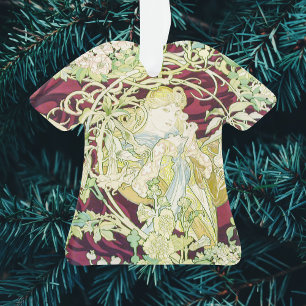 Ornamento Femme à marguerite - Mucha - repro do painel têx