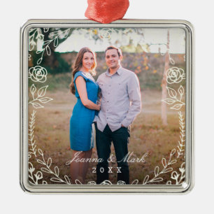 Ornamento Feriado de Monograma Floral Doce