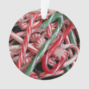 Ornamento Feriado de Natal Candy Canes and Peppermints