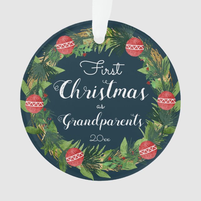 Ornamento Feriado de Natal dos Avós (Frente)