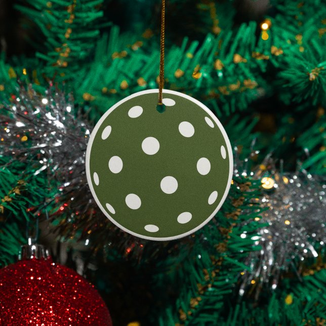 Ornamento Feriado de Natal Verde da Tendy Modern Pickleball (Criador carregado)
