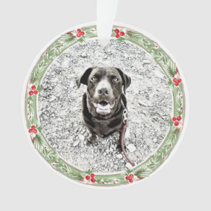 Ornamento Feriado de Texto de Foto do Pet da Frota de Natal