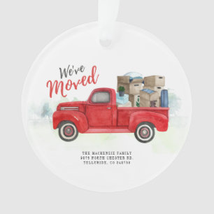 Ornamento Feriado em Movimento de Caminhão Vermelho com Aqua