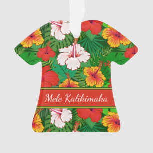 Ornamento Feriado Floral do Havaí Colorido Mele Kalikimaka