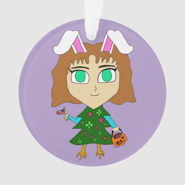 Ornamento Feriado Múltiplo Chibi (Frente)
