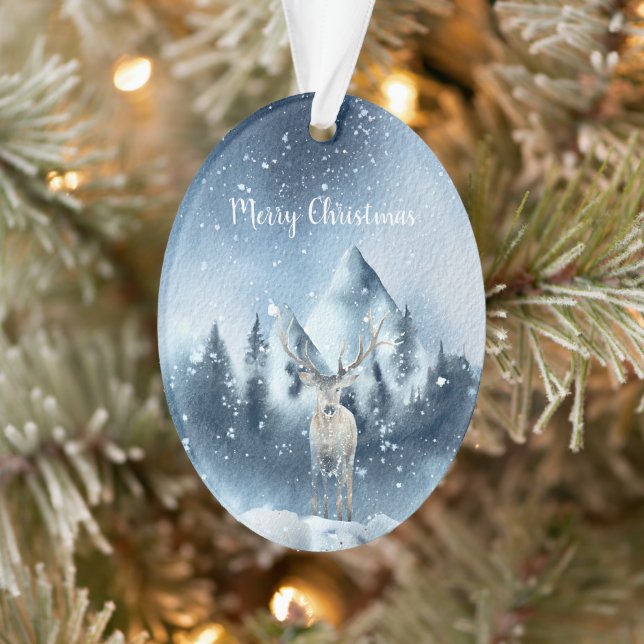 Ornamento Feriado personalizado de veado e neve (Árvore)