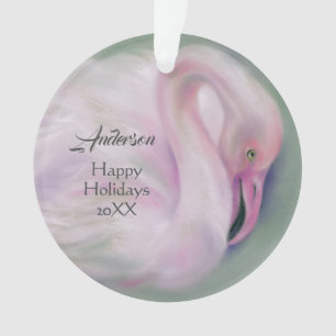 Ornamento Feriado personalizado do flamingo Pastel