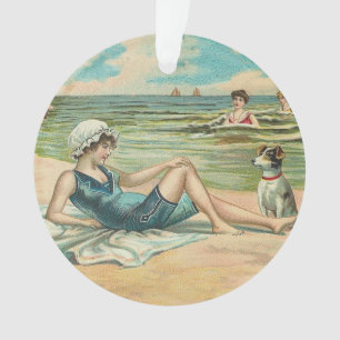 Ornamento Férias de Verão de Natação de praia vitoriana