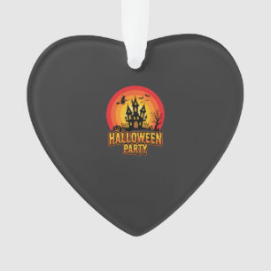 Ornamento Festa de Halloween Castelo Assombrado Vetor Retro