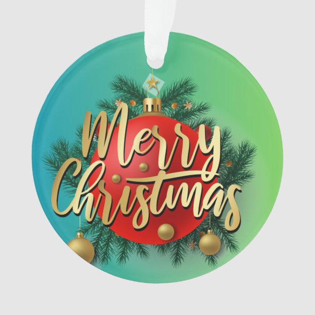 Ornamento Festa de Natal brilhante do ouro Moderna (Frente)