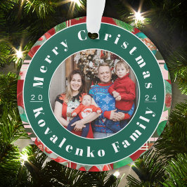 Ornamento Festa de Natal com Foto Personalizada da Família e