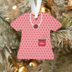 Ornamento Festa de Natal rosa e vermelho personalizada