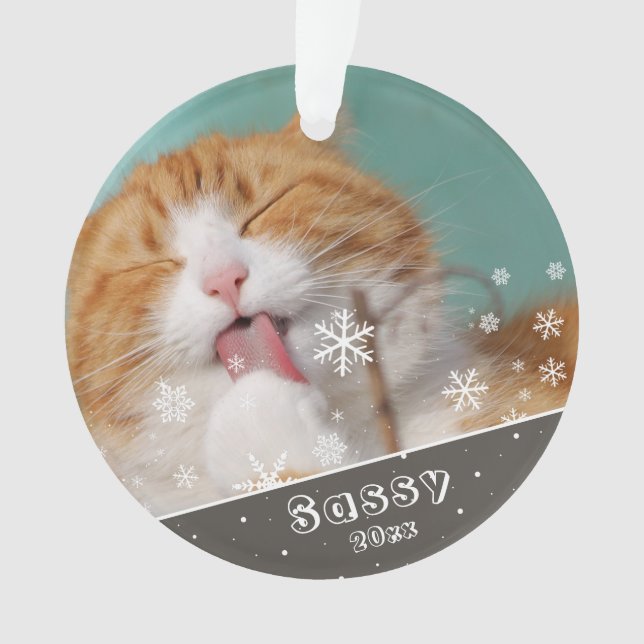 Ornamento Festivo Pet Cat Foto Keepsae Natal (Frente)