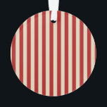 Ornamento Festivo Retro Vintage Vertical Pop-Corn Stripes<br><div class="desc">Um estilo retrô, vermelho de pipoca festiva e listras beges, decor horizontal ou vertical, são um moderno estilo de design gráfico clássico que sempre dá um presente personalizado de excelente para você ou para alguém especial na sua lista, essas certamente dão uma impressão em qualquer ocasião festiva. Envie-nos um e-mail...</div>