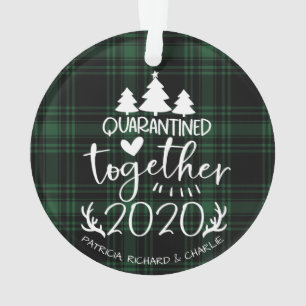 Ornamento Ficar em Quarentena Juntos Fofo Covid Natal Verde