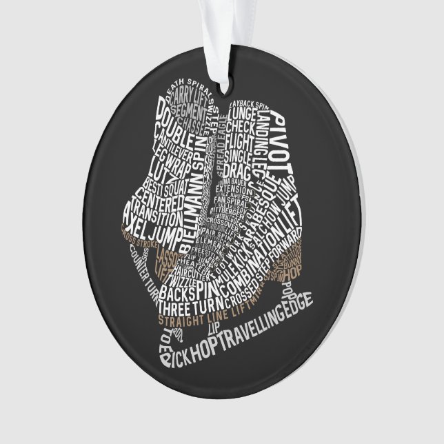 Ornamento Figura Skates Palavra Arte Ice Sking (Frente)