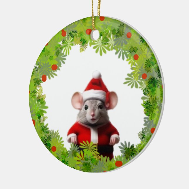 Ornamento - Fio com mouse Papai noel (Esquerda)