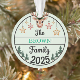 Ornamento Fir Trees Stars Family Name 2025 Christmas