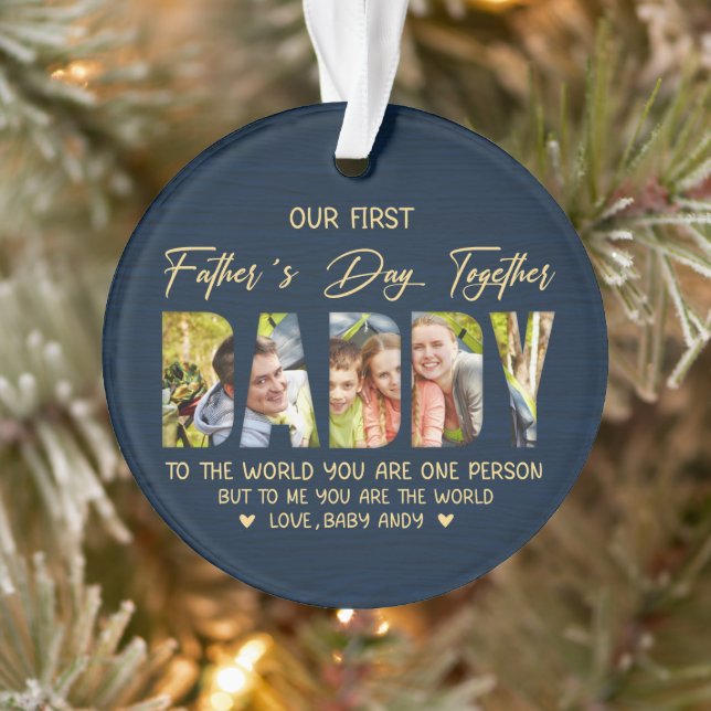 Ornamento First Father’s Day with Daddy – Custom Photo Gift (Árvore)