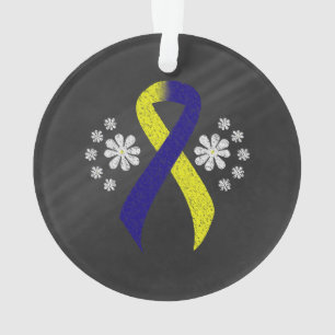 Ornamento Fita de Sensibilização Azul e Amarelo do Quadro