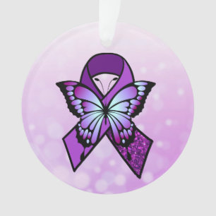 Ornamento Fita e borboleta personalizadas da fibromialgia