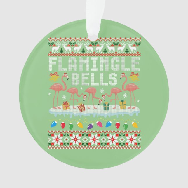 Ornamento Flamingle Belts Rosa Flamingo, Natal Feio, Natal (Frente)