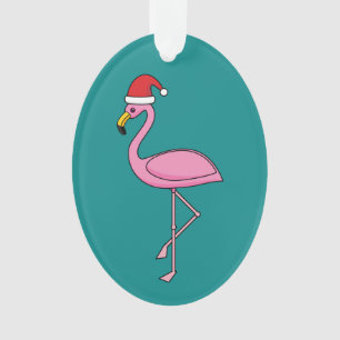 Ornamento Flamingo de Natal com Santa Hat