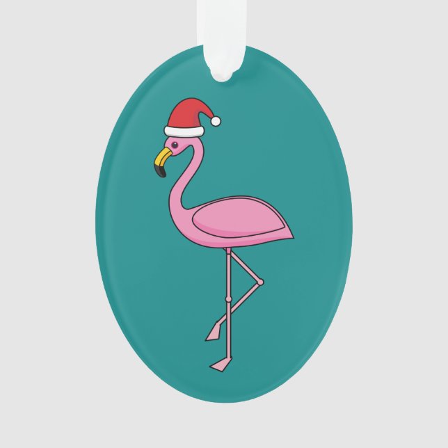 Ornamento Flamingo de Natal com Santa Hat (Frente)