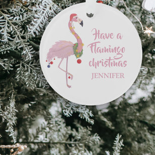 Ornamento Flamingo Engraçado Árvore de Natal Personalizada