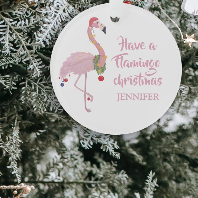 Ornamento Flamingo Engraçado Árvore de Natal Personalizada (Criador carregado)
