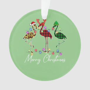 Ornamento Flamingo Santa Hat Reindeer Buffalo Xadrez Flaming