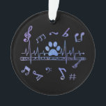 Ornamento Flauta musical com impressões de pata<br><div class="desc">Esta design apresenta uma flauta musical e notas musicais com uma pata impressa. É um presente perfeito para amante de música,  flautista e amante de gatos ou cães.</div>